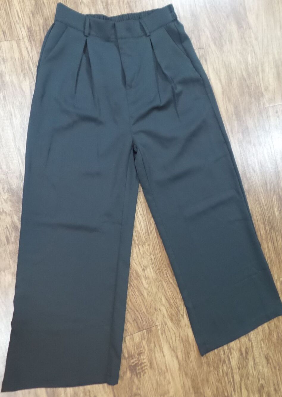 NWOT Daceslon Womens Wide Leg Dress Pants High Elastic Waist Size L Black
